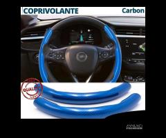 COPRIVOLANTE per OPEL Effetto FIBRA CARBONIO Blu