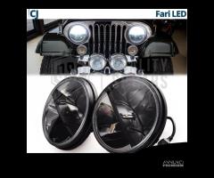 2 FARI LED 7 Pollici PER JEEP CJ Bianco Ghiaccio