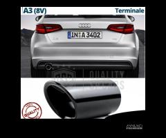 TERMINALE di Scarico AUDI A3 8V Acciaio Inox Nero