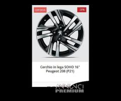 4 cerchi lega peugeot 208 (p21) \"soho\" r16 lt434