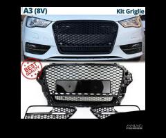 CALANDRA + GRIGLIE FENDINEBBIA PER Audi A3 RS3 8V