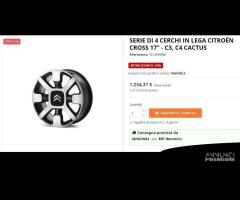 4 cerchi lega citroen c3 new aircross r17 lt836