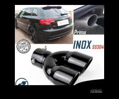 TERMINALE Scarico Doppio PER AUDI A3 8V INOX Nero