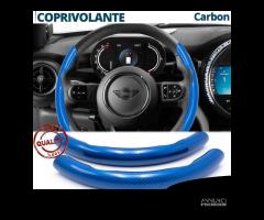 COPRIVOLANTE per MINI Effetto FIBRA CARBONIO Blu