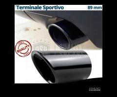 TERMINALE di Scarico Auto ACCIAIO Inox Nero 89 MM