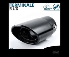 TERMINALE di Scarico OVALE ACCIAIO Inox Nero 45>74