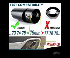 TERMINALE di Scarico OVALE ACCIAIO Inox Nero 45>74