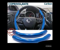 COPRIVOLANTE Per SSANGYONG FIBRA DI CARBONIO BLU