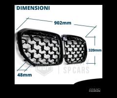 GRIGLIA per BMW X5 G05 18-22  Nera Lucida Diamond - 12