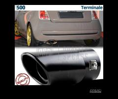 TERMINALE di Scarico OVALE per FIAT 500 Inox NERO