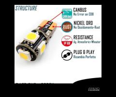 2 Luci LED T10 W5W 6500K Bianco GHIACCIO CANbus