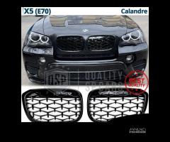 GRIGLIE Anteriori per BMW X5 E70 Nera Diamond 3D