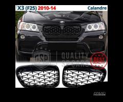 GRIGLIE per BMW X3 F25 10-14 Nero Lucido Diamond