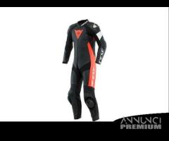 TUTA PELLE DAINESE TOSA 1PC PERFORATA Nero/Rosso