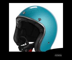 CASCO JET MOTO VINTAGE STORMER TURCHESE + BUBBLE