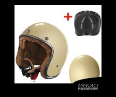 CASCO JET MOTO VINTAGE STORMER BEIGE + BUBBLE FUME