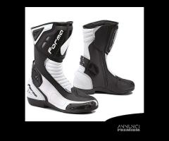 STIVALE PELLE MOTO RACING FORMA FRECCIA BIANCO