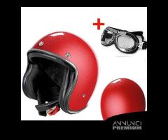 CASCO JET VINTAGE STORMER ROSSO + OCCHIALI CROMATI