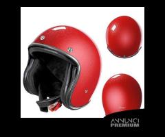 CASCO JET VINTAGE STORMER ROSSO + OCCHIALI CROMATI