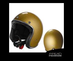 CASCO MOTO CAFE RACER RETRO STORMER ORO GLITTERATO - 1