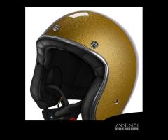 CASCO MOTO CAFE RACER RETRO STORMER ORO GLITTERATO - 2