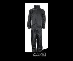 COMPLETO GIACCA PANTALONE ANTIPIOGGIA MOTO NERO - 1