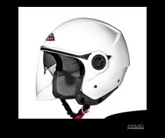 CASCO JET MOTO SCOOTER SMK BIANCO DOPPIA VISIERA