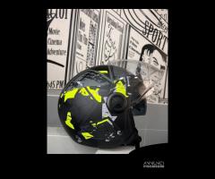 CASCO DIEFFE DOPPIA VISIERA NERO OPACO GIALLO FLUO