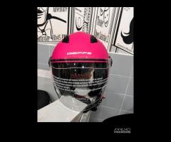 CASCO DIEFFE FUCSIA OPACO CON VISIERA LUNGA