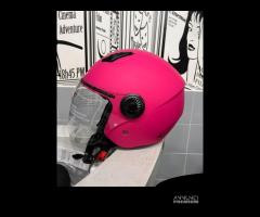 CASCO DIEFFE FUCSIA OPACO CON VISIERA LUNGA