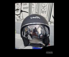 CASCO DIEFFE NERO OPACO CON VISIERINO A SCOMPARSA