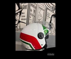 CASCO DIEFFE DOPPIA VISIERA BIANCO, ROSSO E VERDE