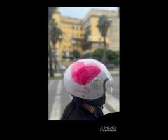 CASCO DIEFFE DEMIJET CON CUORI E SCRITTA LOVE