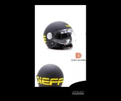 CASCO DEMIJET NERO OPACO CON SCRITTA DIEFFE GIALLA