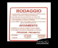 Etichetta rossa norme di rodaggio Piaggio Vespa mi