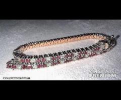 BRACCIALE TENNIS ORO ROSA 18kt. DIAMANTI E RUBINI