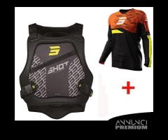 CORPETTO GILET MOTO CROSS + MAGLIA ARANCIO BAMBINO