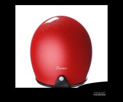 CASCO JET VINTAGE MOTO ROSSO GLITTERATO + OCCHIALI