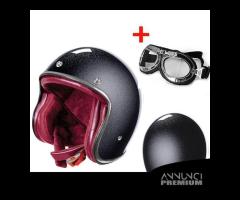 CASCO JET MOTO VINTAGE QUARTZ GLITTERATO +OCCHIALI