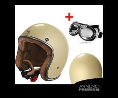 CASCO JET MOTO CAFE RACER STORMER VINTAGE OCCHIALI