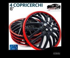 Copricerchi da 15 Coppette Sportive Nere Rosso