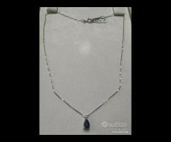 COLLANA ORO 18kt. CON DIAMANTE E ZAFFIRO GOCCIA